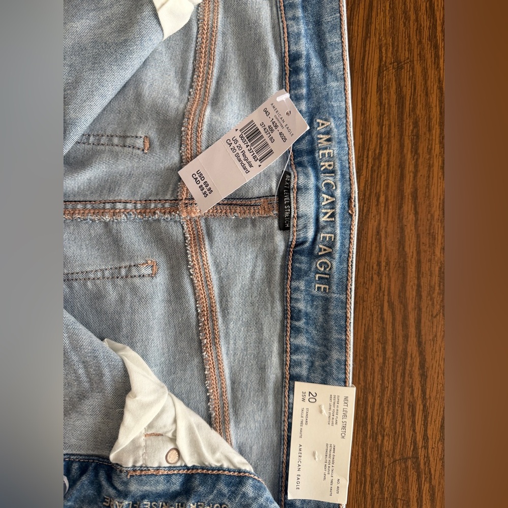American Eagle Outfitters Light Blue Distressed Flare Jeans - Picture 3 of 8